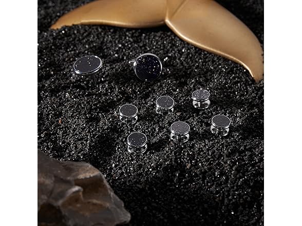 EvmAsaLQ Black Cufflinks Set