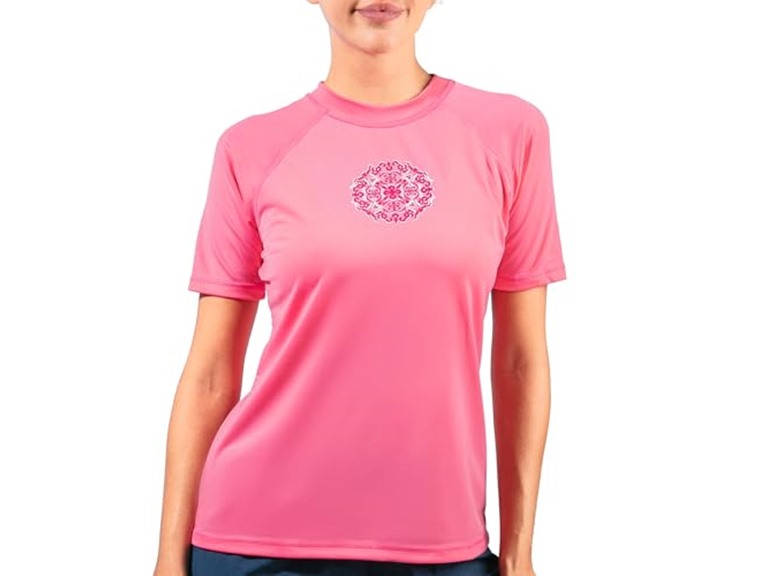 Kanu Surf Women's Breeze UPF 50+ Short Sleeved Active Rashguard & Workout Top, Juliette Pink, Small