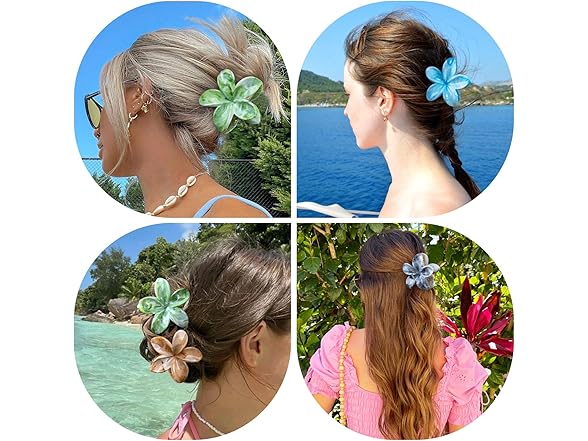 SHINLEA Flower Claw Clips, 4PCS Hawaiian Plumeria