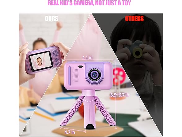 PURULU Kids Camera with Flip-up Lens for Selfie & Video, HD Digital Camera with 32GB SD Card, Ideal for 3-8 Years Old Girls Boys on Birthday Christmas Party as Gift (Open Box)