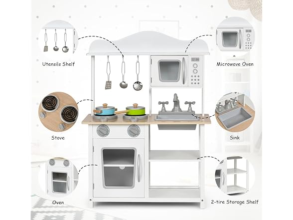 Costzon Kids Wooden Kitchen Playset