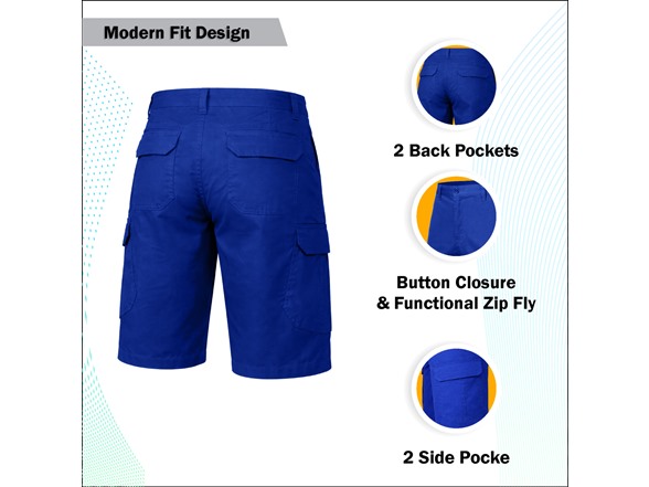 3Pk Mens Cotton Stretch Cargo Shorts