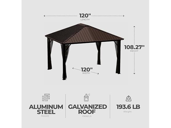 Sojag Outdoor 10' x 10' Dakota Hardtop Gazebo