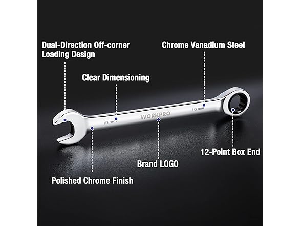 22-Piece Ratcheting Combination Wrenches Green