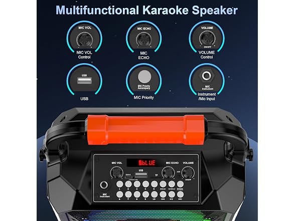 JYX Karaoke Machine 2 Mics BT Speaker