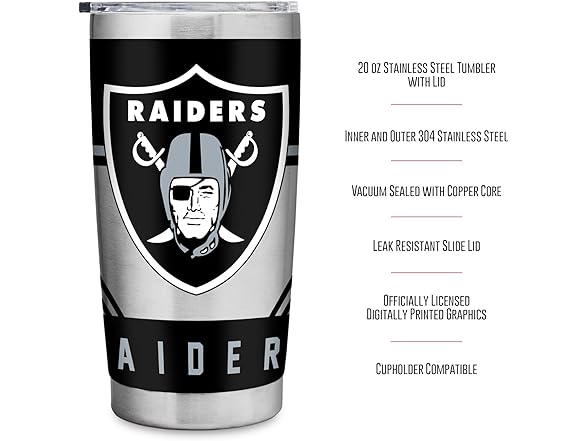 LAS VEGAS RAIDERS 20oz Stainless Steel Tumbler