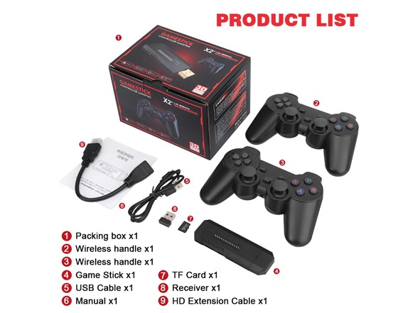 Retro 4K HDMI Game Stick + 2 Controllers