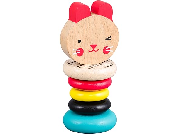 Petit Collage Wooden Bunny Baby Rattle
