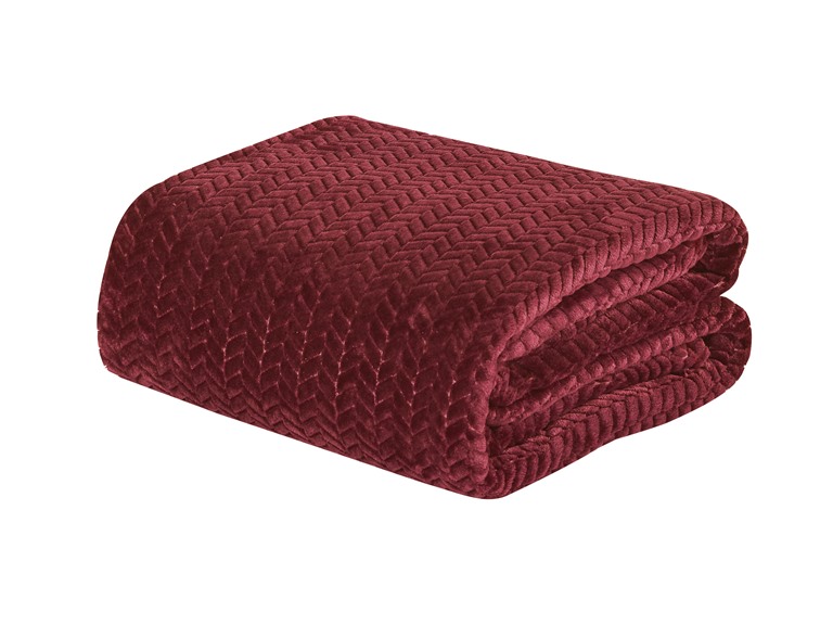Noble House NH-Chevron Braided Blanket - QN- Burgundy