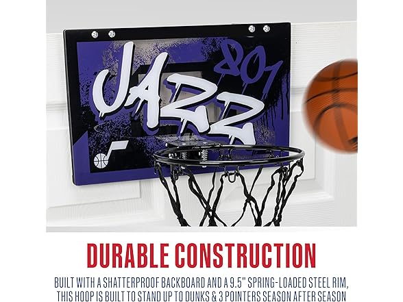 Franklin Sports NBA Utah Jazz Over The Door Basketball Hoop