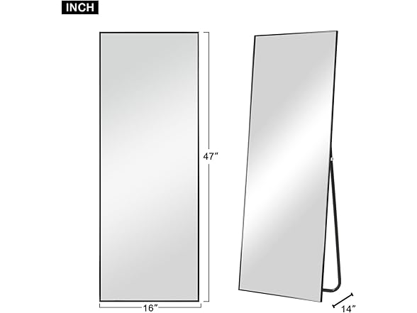 NeuType 47"x16" Black Full Length Mirror