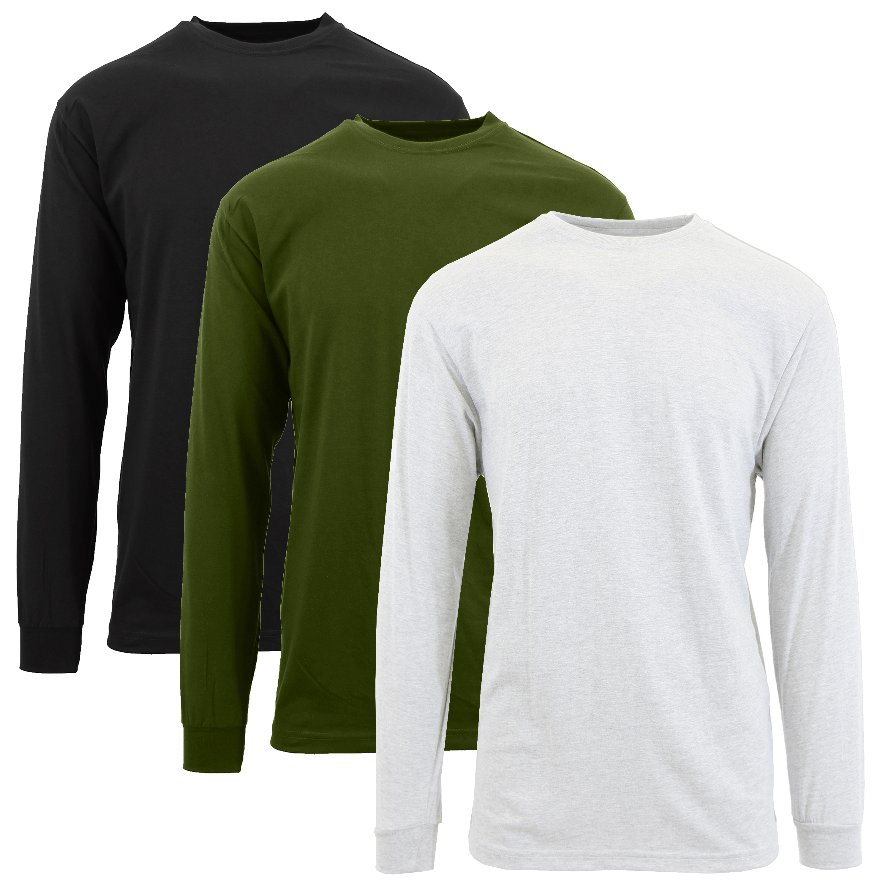 (3 or 6Pk) Mens L/S Crew Neck Solid Shirt - Gallery 19