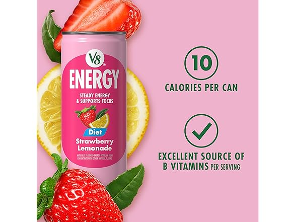 6PK V8 Energy Diet Strawberry Lemonade Juice