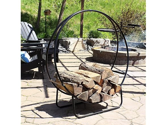 Sunnydaze 48-Inch Outdoor Firewood Rack Hoop