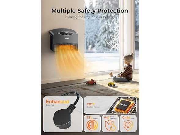 Givebest 5200 BTU Wall Heater - Grey
