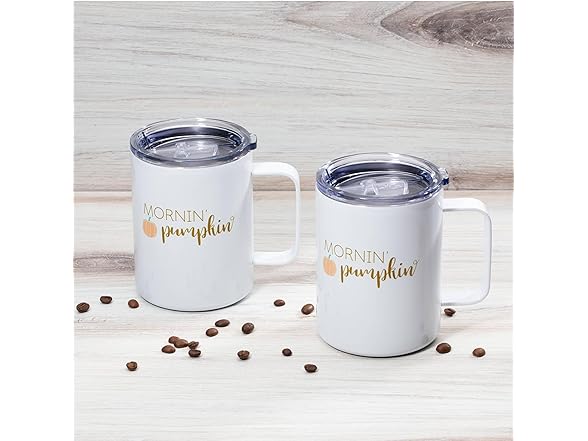 Cambridge 16 Oz Mornin Pumpkin Coffee Mugs, Set Of 2