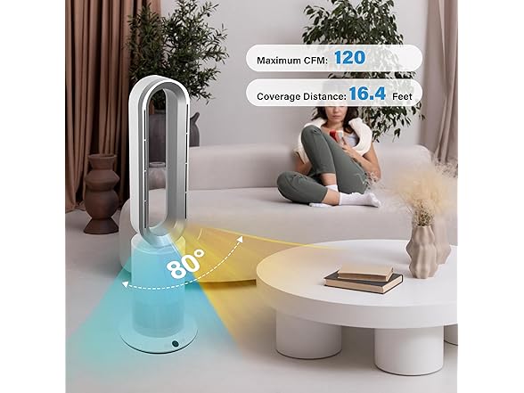 Simple Deluxe 34 Inch Bladeless Tower Fan