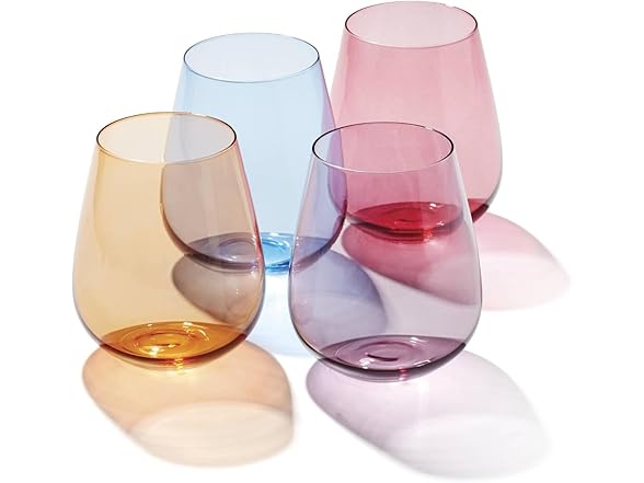 Oneida True Colors Stemless Wine Glasses, Set Of 4