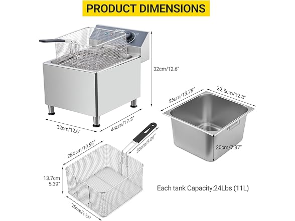 Garvee Commercial Deep Fryer 11 L 1700W 