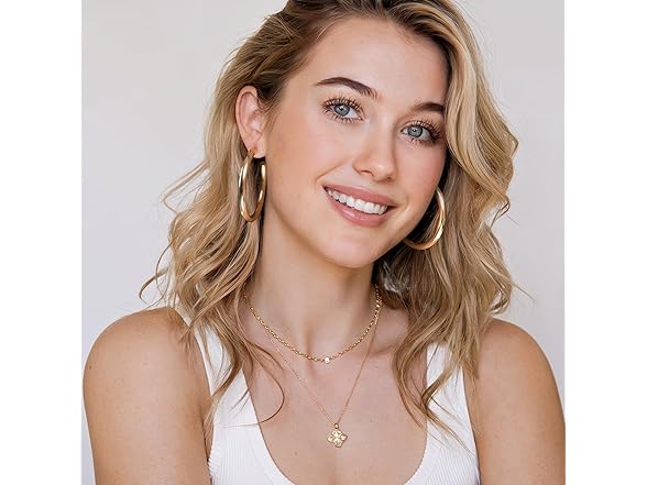 Claro Clivo Yellow Gold Hoop Earrings 50MM