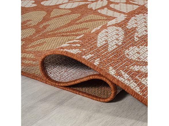 JONATHAN Y Floral Outdoor Rug 4x6 Orange