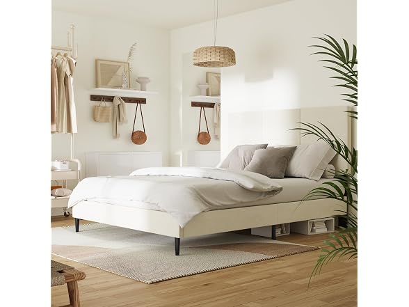 Queen Bed Frame, Upholstered Headboard