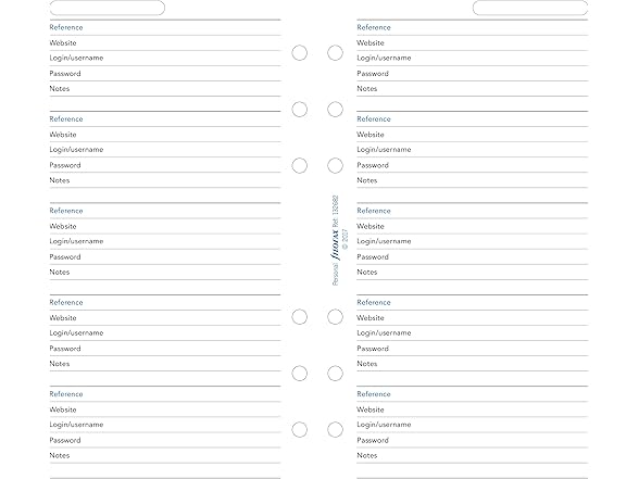Filofax Personal Password Paper Refill