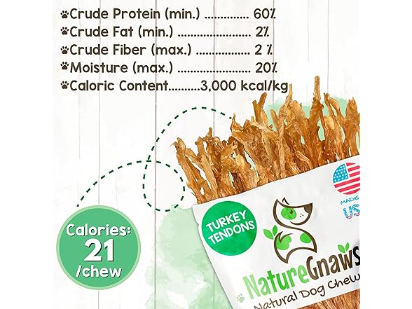Nature Gnaws USA Turkey Tendons for Dogs 8 oz.