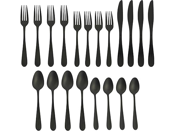 Ravidia Black Flatware Cutlery Silverware Set 20 Pieces