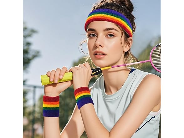 HFZRZFH Rainbow Sweatband Set, 3-Piece