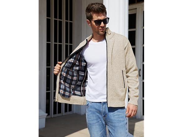 Yeokou Men (XXL) Casual Slim Full Zip Sweaters