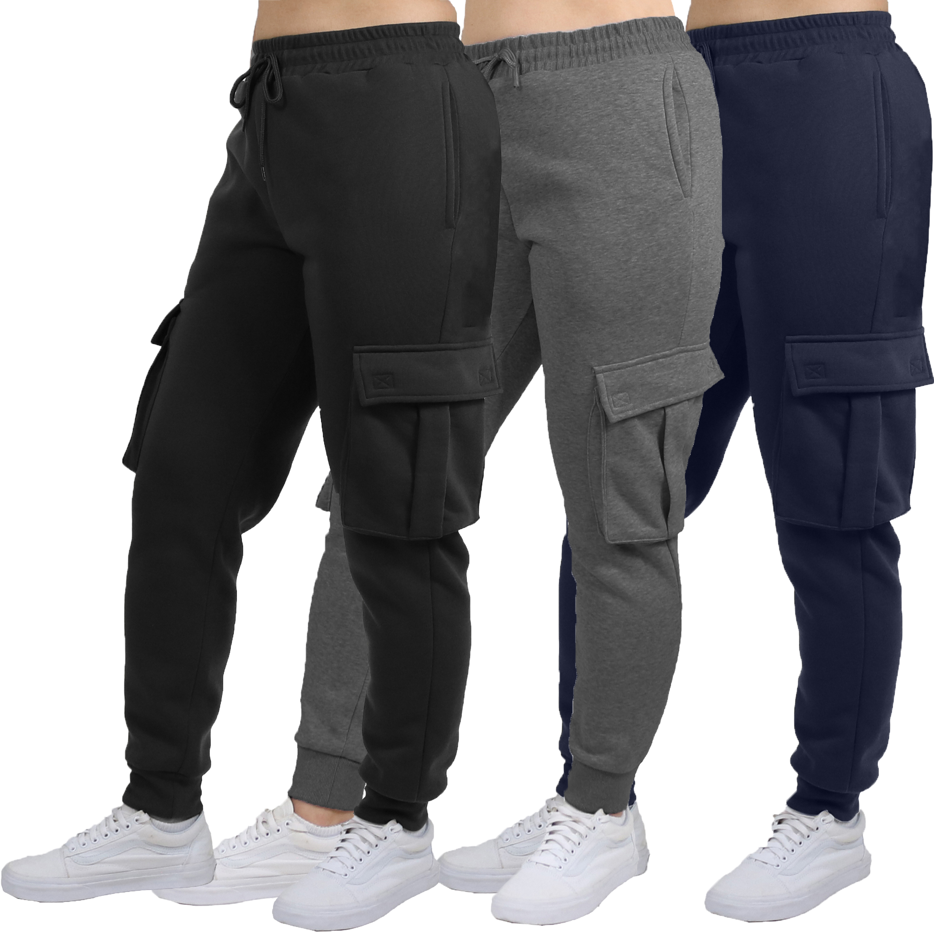 3Pk Womens Fleece Cargo Jogger Pants - Gallery 7