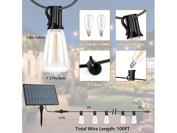 Bosceos 100FT Solar String Lights