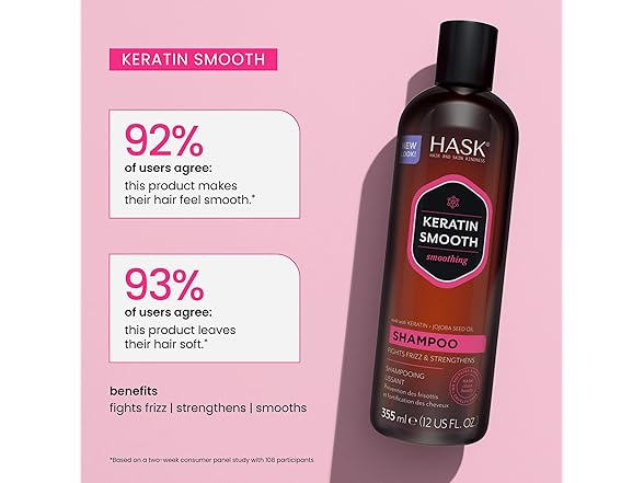 HASK Keratin Smoothing Shampoo + Conditioner Set