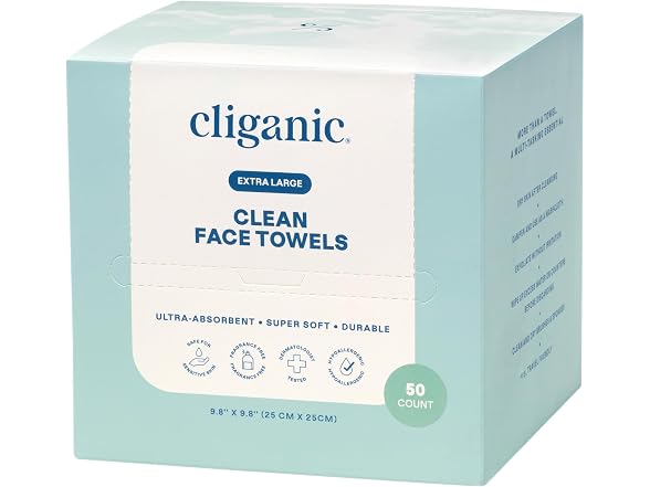 Cliganic Clean Face Towels XL Disposable Ultra