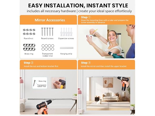 STAWDY Tempered Glass Home Gym Mirror
