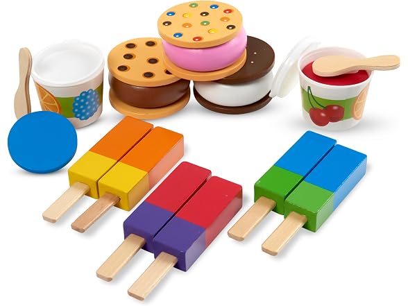 Melissa & Doug Wooden Frozen Treats Ice Cream Play Set (24 pcs)