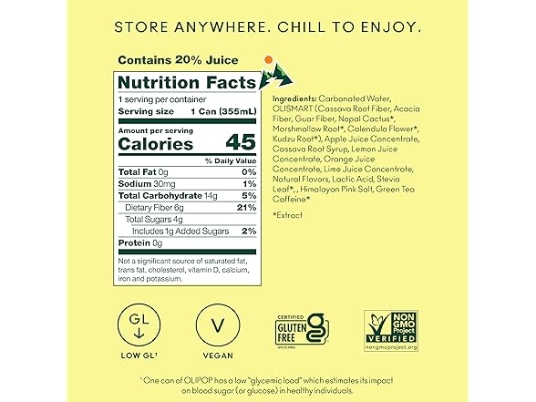 OLIPOP Prebiotic Soda Pop, Citrus Rush, 12Pk