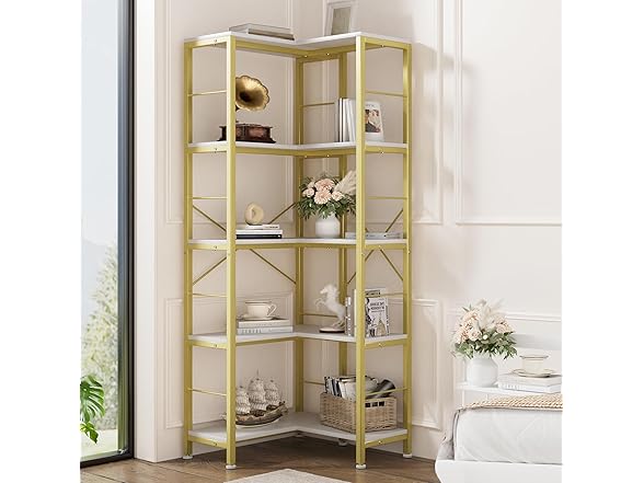 Gujiam 5-Tier Corner Bookshelf