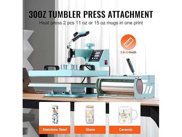 VEVOR 15x15 Heat Press: 8-in-1 Combo for
