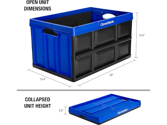 CleverMade CleverCrates 62 Liter Collapsible Bin- Royal Bl