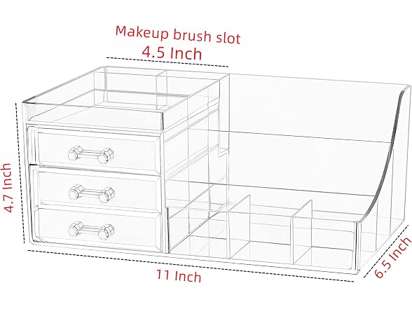 Cq acrylic 1 Pack Clear Make Up Organizer Countertop