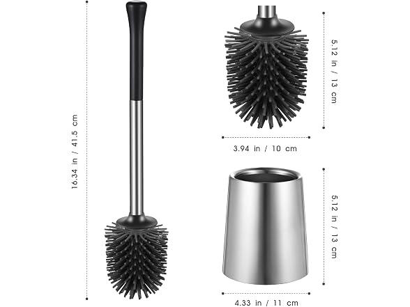 HAMITOR Silver Toilet Bowl Brush 2 Pack