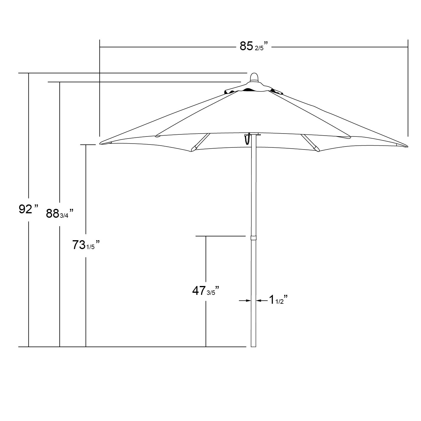 Astella 7.5' Rd Faux Wood Market Umbrella - Gallery 18