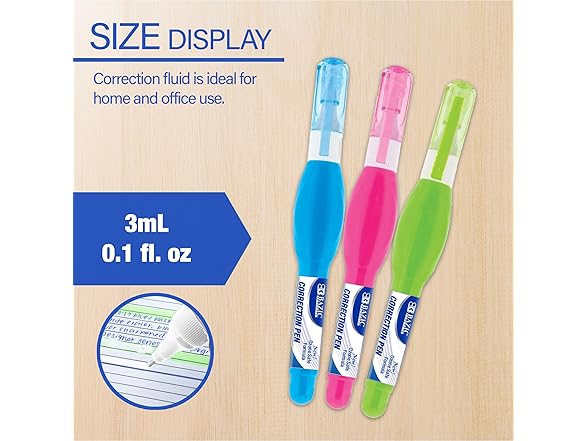 BAZIC Metal Tip Mini Correction Pen, 3ml (Pack of 3)