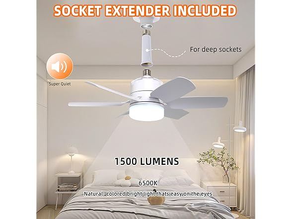GOLUMU Light Bulb Fan Socket, 3 Modes
