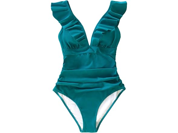 Cupshe Women (L) V Neck One Piece Ruffled Swimsuit