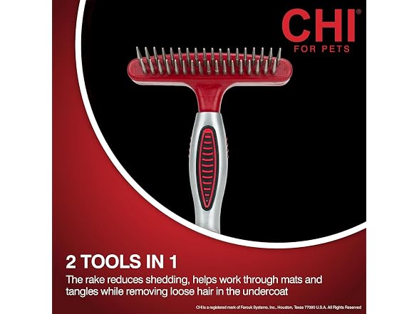 CHI for Dogs Double-Sided Shedding Rake and Blade