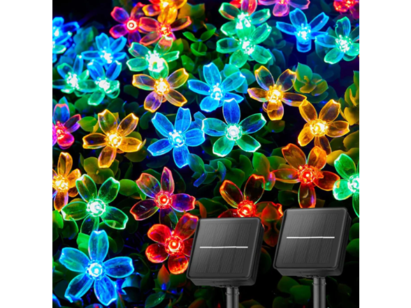 Hakol 2 Pack Total 52FT 120 LED Flower Solar Lights