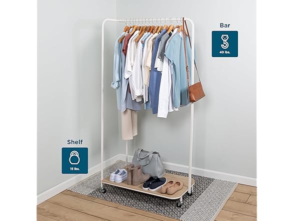 Honey-Can-Do Clothing Rack w/Shelf White